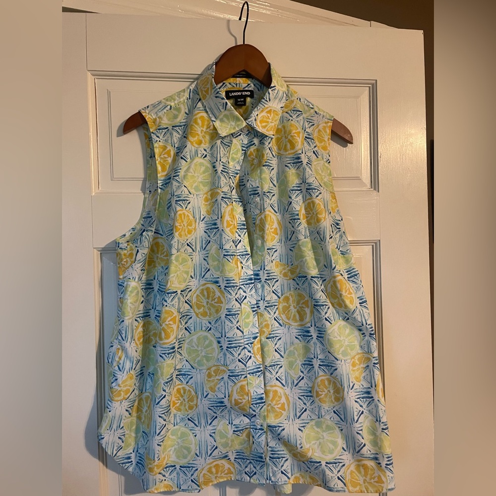 Button down tank with citrus flair